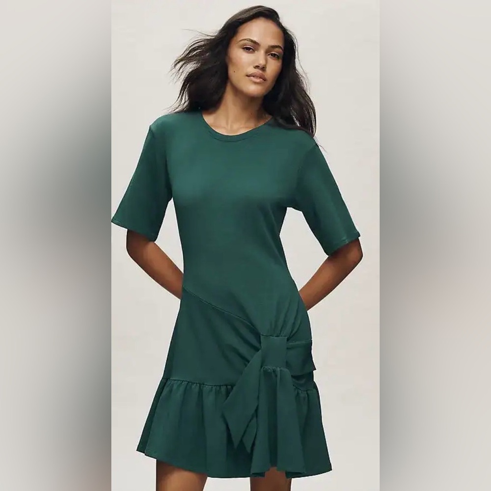 Daily Practice Short-Sleeve Drop-Waist T-Shirt Mini Dress Green Size Small NWT